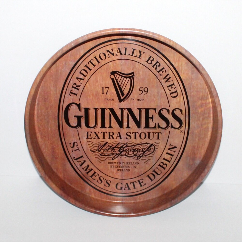 Guinness Extra Stout Beer Metal Tray 13" Round Dublin Ireland bar